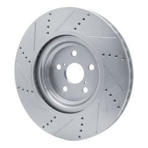 Lexus LS460 Brake Rotor (1) - Right Front - R1 Concepts - Drilled & Slotted - Silver - `10-`17